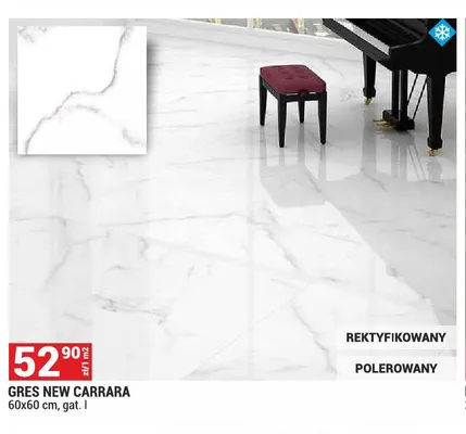 Gres New Carrara 60x60 cm promocja w Merkury Market