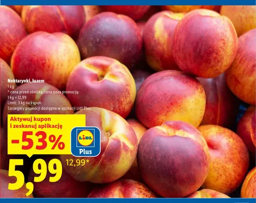 Nektarynki luzem promocja w Lidl