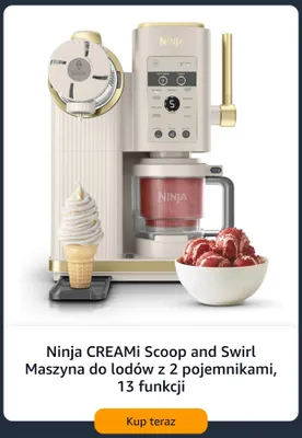 Maszyna do lodów Ninja CREAMi Scoop and Swirl z 2 pojemnikami promocja w Amazon