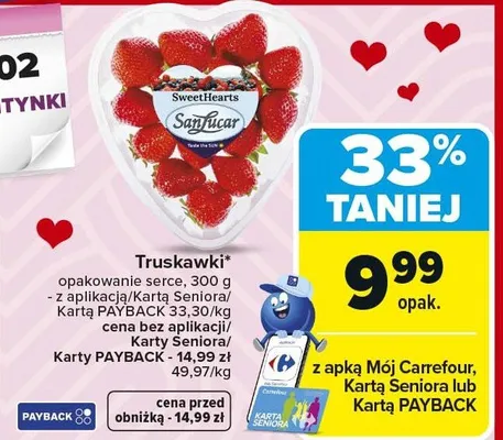 Truskawki opakowanie serce promocja w Carrefour