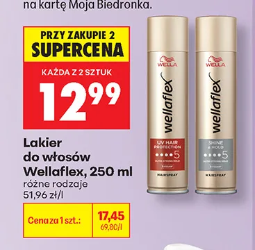 Lakier do włosów Wellaflex Shine & Hold promocja w Biedronka