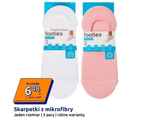 Skarpetki z mikrofibry Footies 3 pary promocja w Action