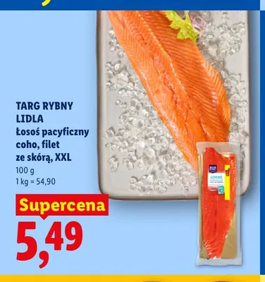 Łosoś pacyficzny coho filet ze skórą XXL Targ Rybny Lidla promocja w Lidl