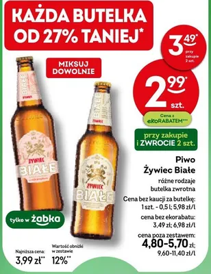 Piwo Białe butelka zwrotna promocja w Żabka