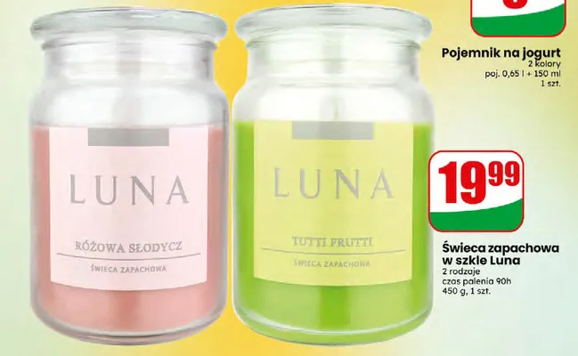 Świeca zapachowa w szkle 2 rodzaje promocja w Dino