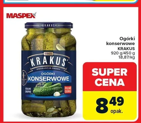 Ogórki konserwowe Krakus promocja w Carrefour Market