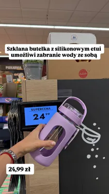 Szklana butelka z silikonowym etui promocja w Biedronka