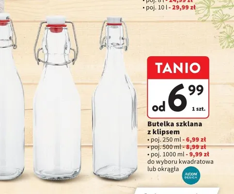 Butelka szklana z klipsem ALTOM DESIGN 500ml promocja w Intermarche