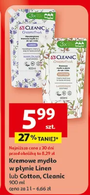 Kremowe mydło w płynie Cotton Cleanic promocja w Auchan