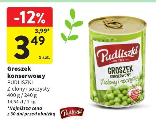 Groszek konserwowy Zielony i soczysty promocja w Intermarche