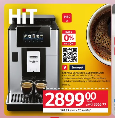 Ekspres ECAM610,55.SB Primadon DeLonghi promocja w Selgros