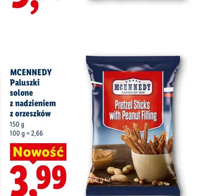 Paluszki solone z nadzieniem z orzeszków Mcennedy promocja w Lidl