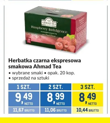 Herbatka czarna ekspresowa smakowa Ahmad Tea promocja w Makro