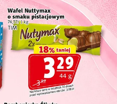 Wafel Nuttymax o smaku pistacjowym promocja w Prim Market