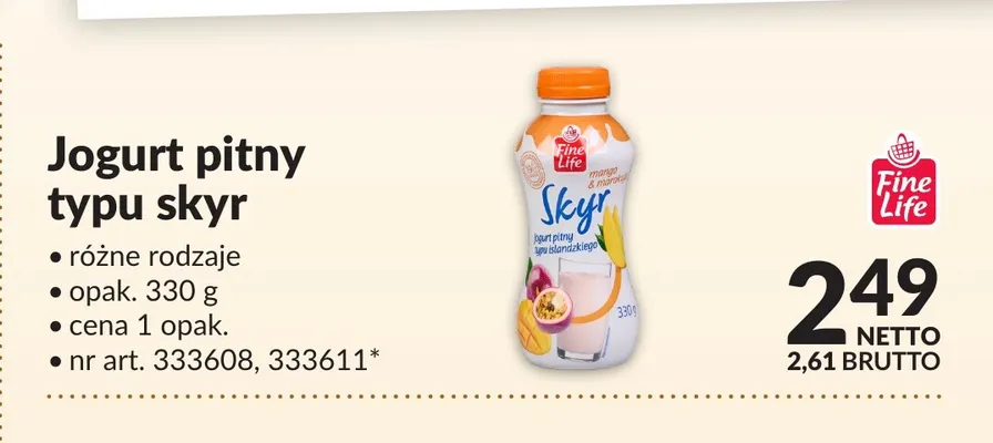 Jogurt pitny typu skyr Fine Life promocja w Makro