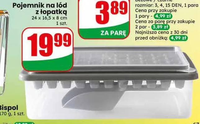 Pojemnik na lód z łopatką 24x16,5x8cm promocja w Dino