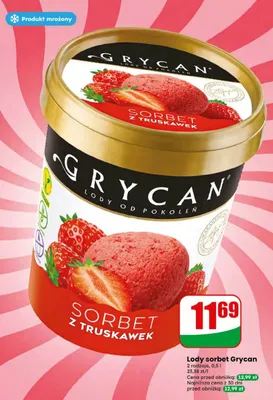 Lody sorbet z truskawek Grycan promocja w Dino