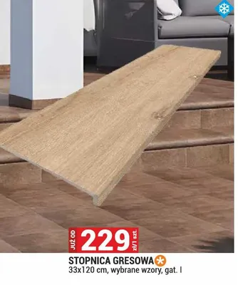 Stopnica gresowa 33x120cm wybrane wzory gat. I mat rektyfikowany promocja w Merkury Market