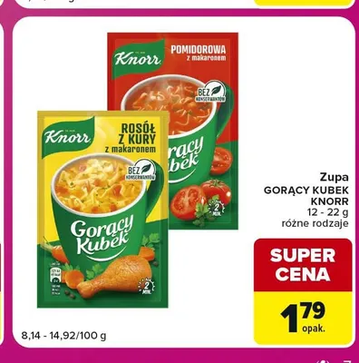Zupa Gorący Kubek pomidorowa z makaronem Knorr promocja w Carrefour Market
