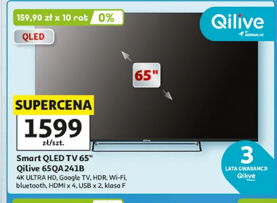Telewizor Smart Qled Tv 65" Qilive 65QA241B promocja w Auchan