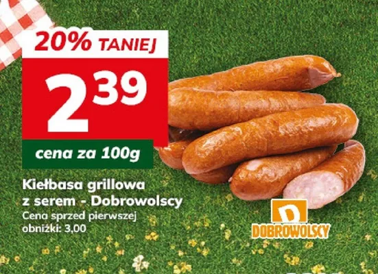 Kiełbasa grillowa z serem Dobrowolscy promocja w Hitpol