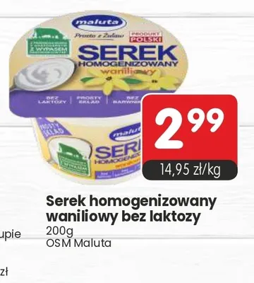 Serek homogenizowany waniliowy bez laktozy Maluta promocja w Market Point