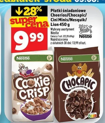 Płatki śniadaniowe Cookie Crisp Nestlé promocja w TOPAZ
