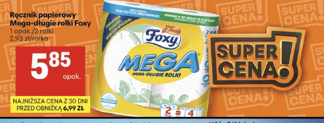 Ręcznik papierowy Foxy Mega-długie rolki 2-pak promocja w Delikatesy Centrum