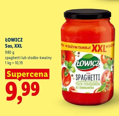 Sos spaghetti Łowicz XXL promocja w Lidl