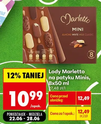 Lody na patyku Marletto Minis 8-pak promocja w Biedronka