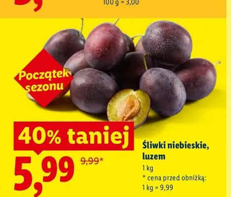 Śliwki niebieskie luzem Ryneczek Lidla promocja w Lidl
