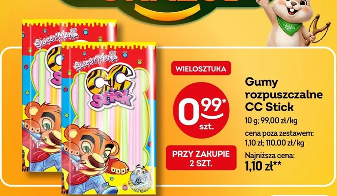 Gumy rozpuszczalne CC Stick promocja w Żabka