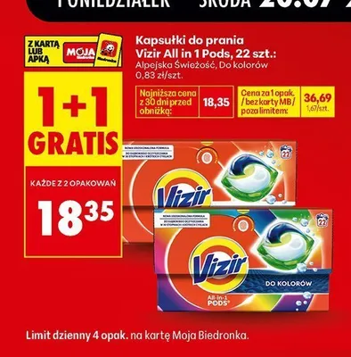 Kapsułki do prania Vizir All in 1 Pods Do kolorów promocja w Biedronka