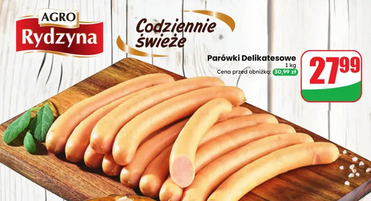 Parówki delikatesowe Agro Rydzyna promocja w Dino