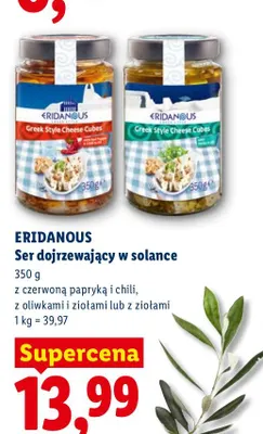 Ser dojrzewający w solance z oliwkami i ziołami Eridanous promocja w Lidl