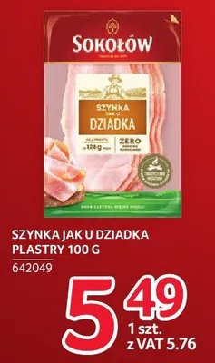 Szynka jak u dziadka Sokołów plastry 100 g promocja w Selgros
