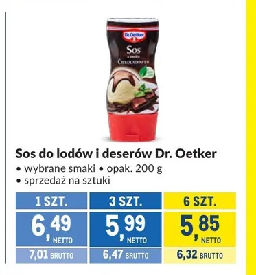 Sos do lodów i deserów Dr. Oetker promocja w Makro