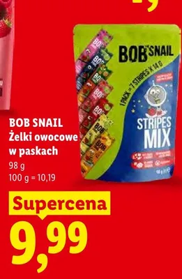 Żelki owocowe w paskach Bob Snail Stripes Mix promocja w Lidl