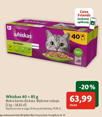 Mokra karma dla kota Whiskas Mix Smaków 40-pak 85 g promocja w MAXI ZOO