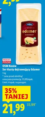 OSM Kosów Ser tłusty dojrzewający Edamer promocja w Lidl