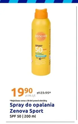 Spray do opalania Zenova Sport SPF 50 promocja w Action