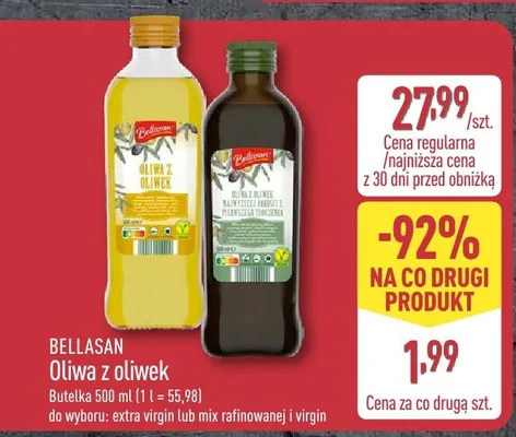 Oliwa z oliwek Bellasan mix rafinowanej i virgin promocja w Aldi