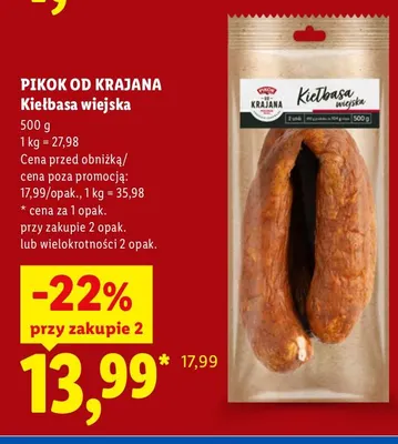 Kiełbasa wiejska Pikok Od Krajana promocja w Lidl