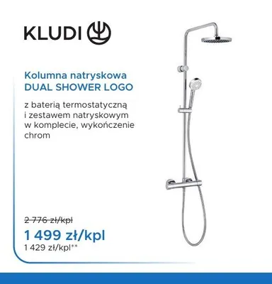 Kolumna natryskowa Kludi Dual Shower Logo promocja w Blu Salony Łazienek