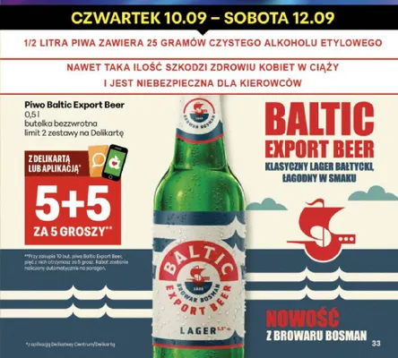 Piwo Baltic Export Beer promocja w Delikatesy Centrum