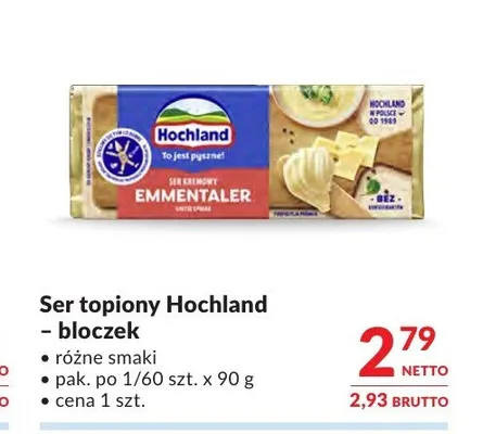 Ser topiony Emmentaler Hochland bloczek promocja w Makro