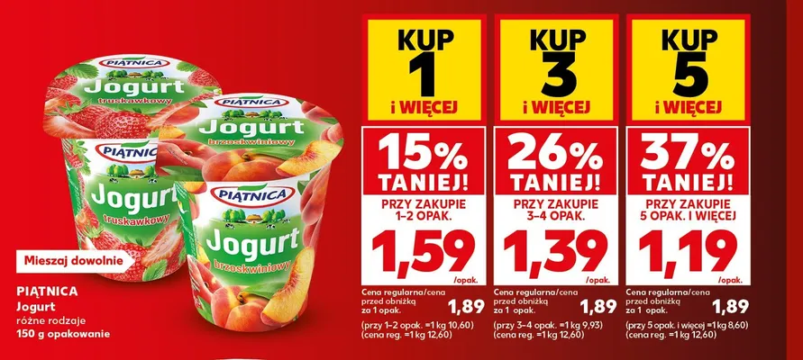 Jogurt truskawkowy Piątnica promocja w Kaufland