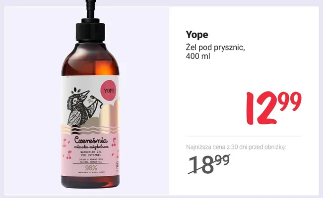 Żel pod prysznic Yope Czereśnia i mleczko migdałowe promocja w Rossmann
