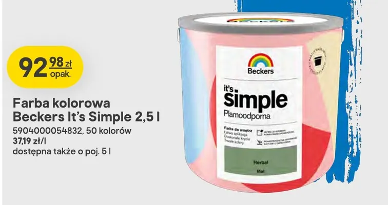 Farba kolorowa Beckers It's Simple 2,5 l promocja w Castorama