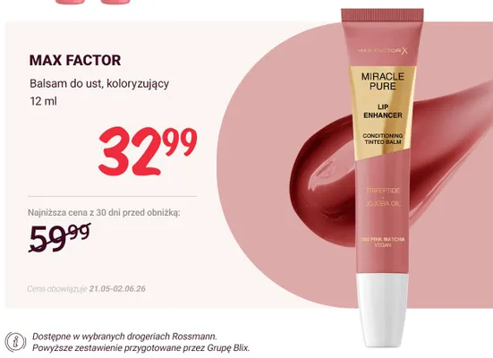 Balsam do ust koloryzujący MAX FACTOR promocja w Rossmann